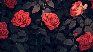 深红玫瑰暗夜背景图案