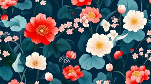 中式繁花图案 清新典雅风