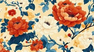 复古花卉图案 柔美色彩搭配