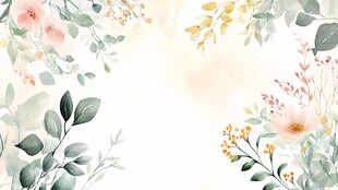 清新水彩花卉边框背景图