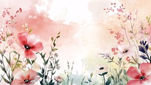 水彩花卉浪漫梦幻背景图