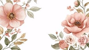 粉色花卉边框装饰图案