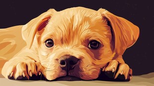 趴着的可爱小黄狗