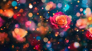 梦幻光斑中的娇艳玫瑰