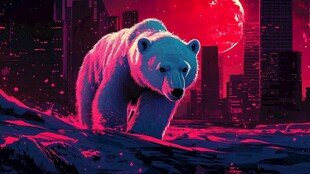 霓虹夜色下的极地白熊
