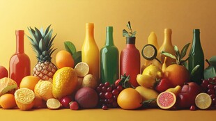 多彩水果与瓶罐的视觉盛宴