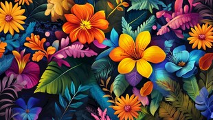 缤纷热带花卉图案设计