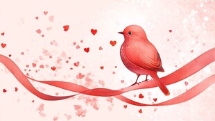 红鸟栖丝带 爱心满溢