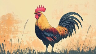 昂首挺立的美丽大公鸡