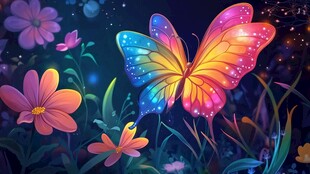 梦幻蝴蝶花丛中飞舞