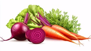 新鲜甜菜与胡萝卜插画