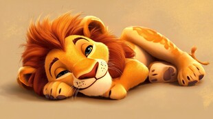 可爱小狮子惬意趴卧