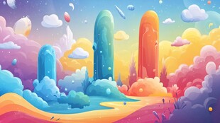 梦幻奇幻的多彩卡通景观