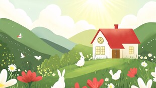 田园小屋的春日美好景象