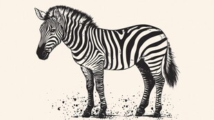 黑白斑马插画