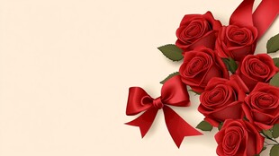 红玫瑰配蝴蝶结浪漫画面