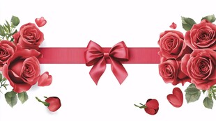 浪漫玫瑰蝴蝶结装饰元素