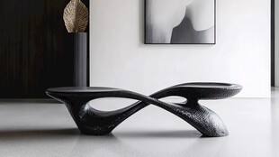 现代艺术风黑色独特茶几
