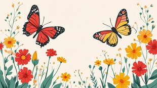 花丛中双蝶飞舞的美丽景象