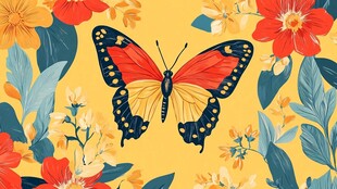 蝴蝶于花丛中飞舞