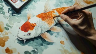 手绘锦鲤 笔触间的灵动之美