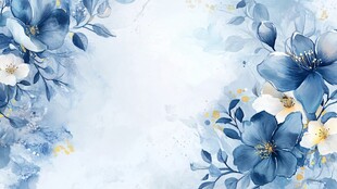 蓝白花卉梦幻背景图