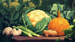 田园风蔬菜静物插画