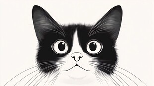 黑白萌猫大头照