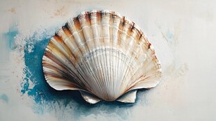精美扇贝特写 自然之韵