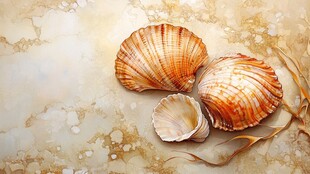 贝壳静物图