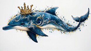 戴皇冠的华丽梦幻海豚