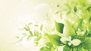 清新绿意花卉背景图