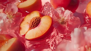 水中鲜桃与烂漫樱花