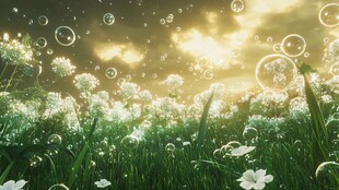 梦幻蒲公英草地阳光泡泡