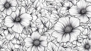 黑白花卉图案背景纹理
