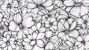 黑白花卉图案设计素材