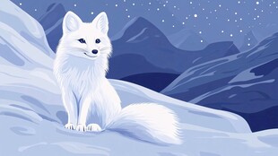 雪地中的白色狐狸