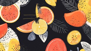 缤纷水果图案的创意插画