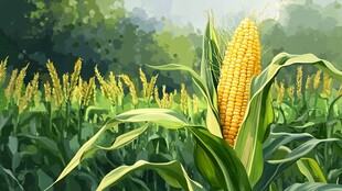 金黄玉米挺立绿色田野中