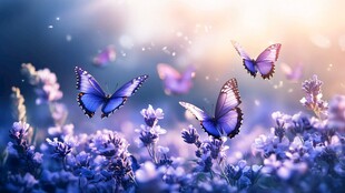 梦幻紫蝶飞舞于薰衣草间