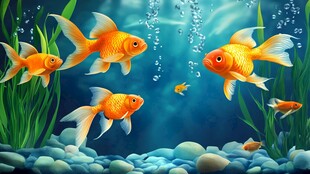 畅游水底的美丽金鱼