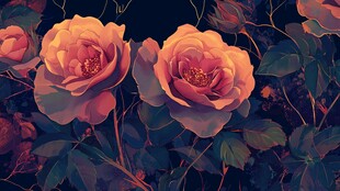 梦幻绚丽的绽放玫瑰花