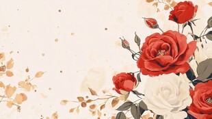 红白玫瑰花卉唯美背景图