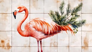 火烈鸟瓷砖壁画装饰图案