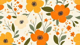 清新花卉图案无缝背景