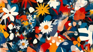 缤纷花卉抽象艺术插画