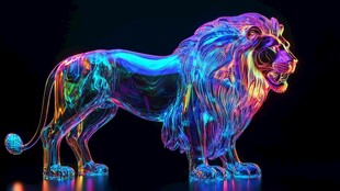 炫彩透明狮子3D艺术形象