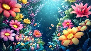 梦幻海底花卉奇幻景象