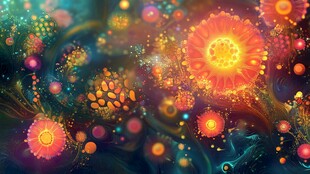 梦幻绚丽的抽象花朵世界