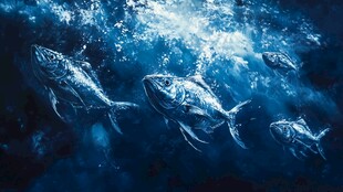 深海群鱼游弋的梦幻景象